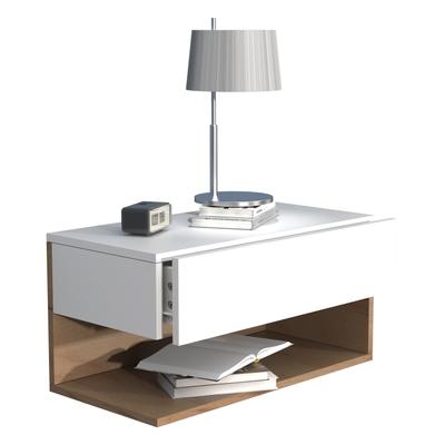 Nachttisch VCM "Wandschublade Wand Hänge Nachttisch Usal XL 60cm", braun (weiß, honig, eiche), B:60cm T:32cm, Tische, Nachttisch