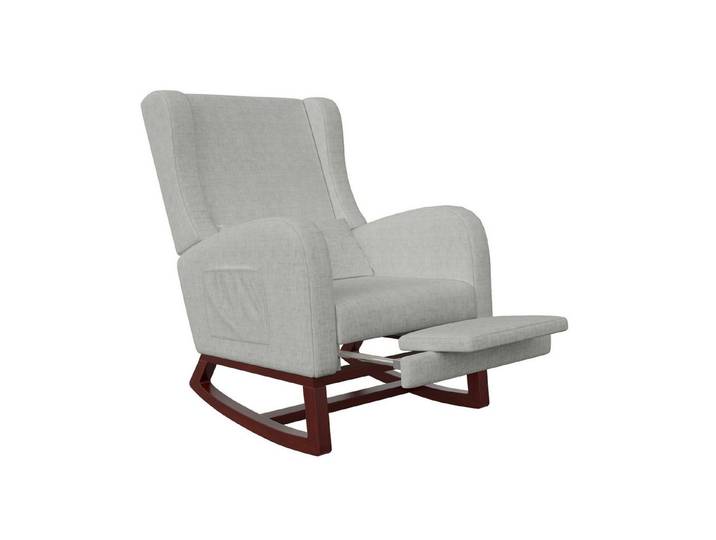 PXloue Schaukelstuhl Stillsessel Relaxsessel Loungesessel, mit Holzsockel Fußstütze Verdicken,Leinen,67 x 64 x 99 cm