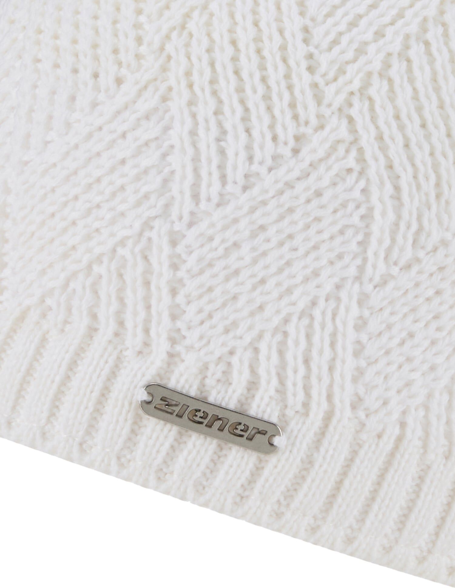 Strickmütze ZIENER "IXIA-Z DAMEN", Damen, weiß, Materialmix, Mützen Strickmütze, warm, mit weichem Fleecefutter