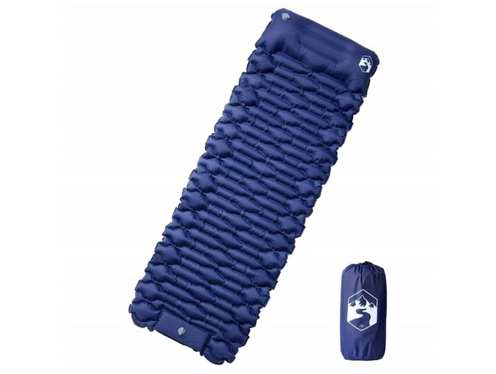 vidaXL Selbstaufblasende Isomatte mit Kissen Marineblau