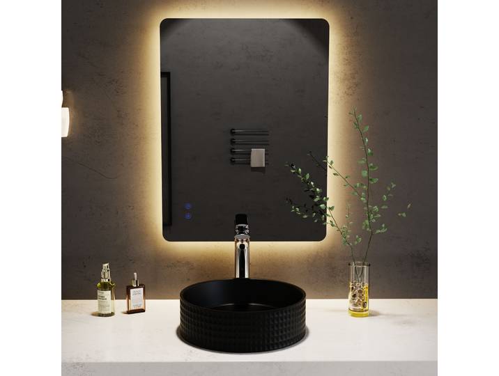 LED-Lichtspiegel WELLTIME Toledo eckig, Spiegel mit LED Beleuchtung, Badspiegel , transparent, B:120cm H:60cm, Spiegel, LED-Lichtspiegel, mit Anti-Fog Beschichtung
