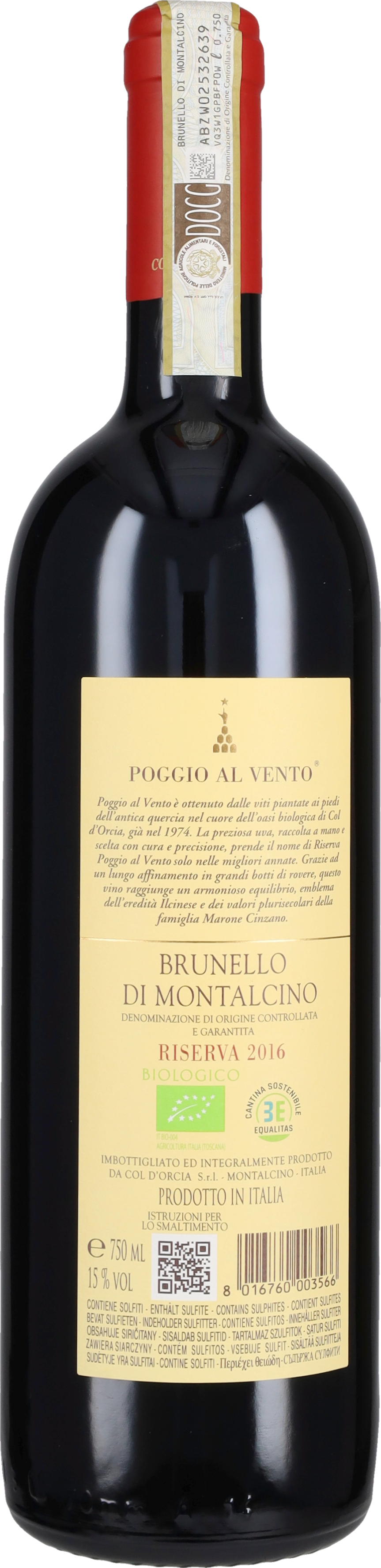 Col d'Orcia Brunello di Montalcino Riserva 'Poggio al Vento' 2019
