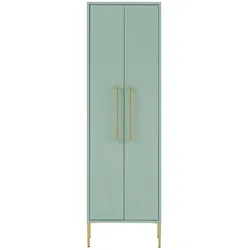 Badezimmerschrank in Mintgrün und Goldfarben 155 cm hoch