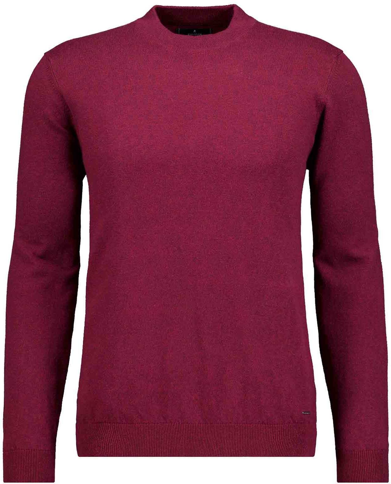 Rundhalspullover RAGMAN, Herren, Gr. 60, rot (portwein, 696), Strick, 95% Baumwolle 5% Kaschmir, ohne Ausschnitt, Pullover Rundhalspullover portwein, 696 60