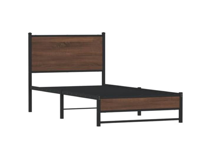 KTHLBRH Bettgestell aus Stahl Eiche Braun 90 x 200 cm Bettgestell, mit Stauraum, inkl. Lattenrost, stabil, für Schlafzimmer