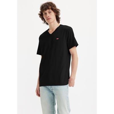 V-Shirt LEVI'S "LE ORIGINAL HM VNECK", Herren, Gr. XL, schwarz, Jersey, Obermaterial: 100% Baumwolle, unifarben, regular fit hüftbedeckend, V-Ausschnitt, angesetztes Bündchen, Shirts, mit Logostickerei