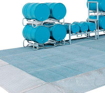 Bodenauffangwanne ASECOS, Stahl verzinkt, 20 l Auffangvolumen, B 500 x T 500 x H 123 mm, 450 kg Radlast