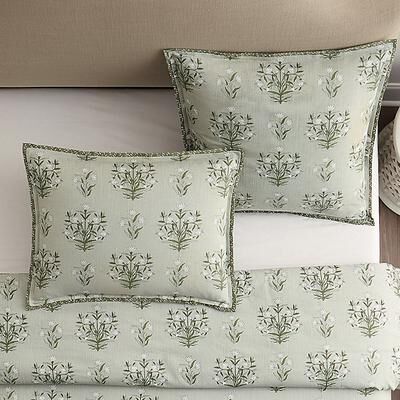 Saige Block Print Floral Sham - Standard - Ballard Designs