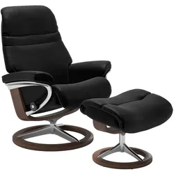 Stressless Sessel mit Hocker Sunrise Signature Leder Schwarz Batick Black L (Large)
