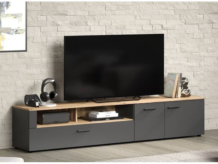 TV-Board Lowboard Esteban , Anthrazit / Coast Evoke Oak