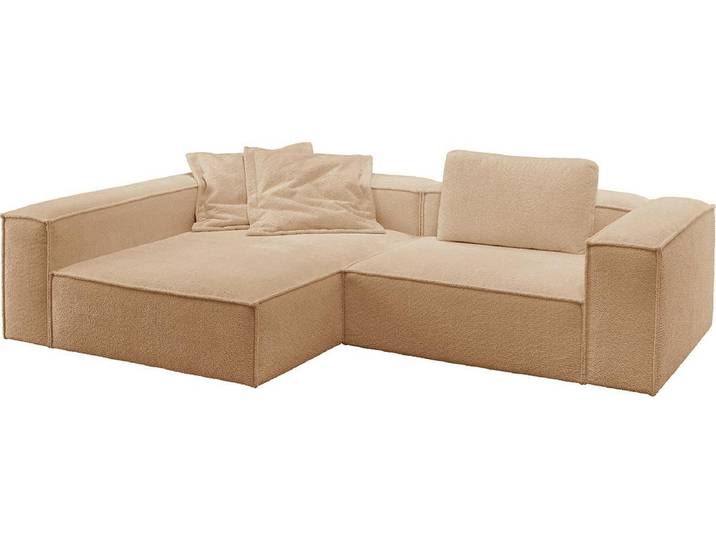 KAWOLA Sofa CARMO Ecksofa Stoff creme Recamiere links
