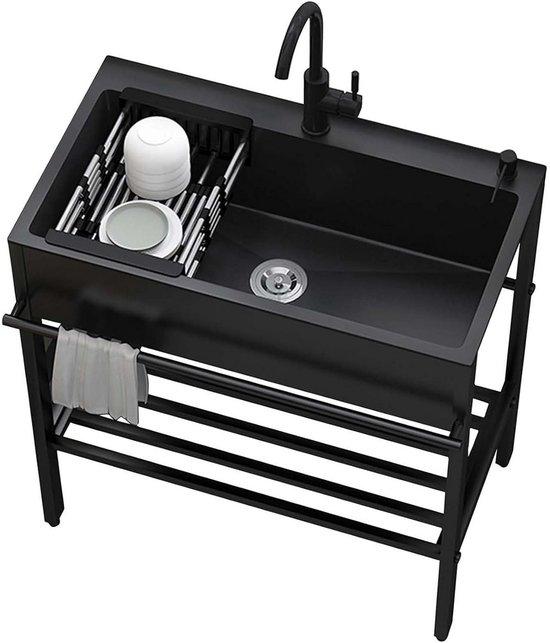Spüle Edelstahl-Waschtischset 80x45 cm mit Armatur - Für professionelle und private Nutzung