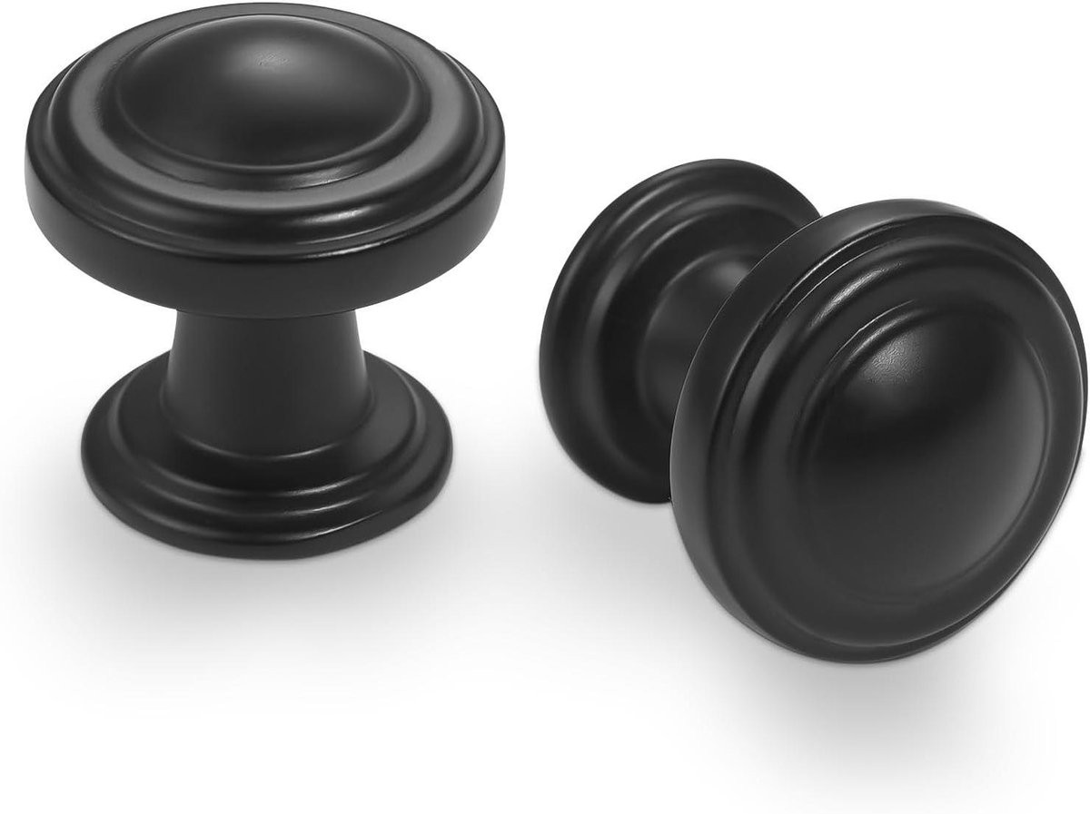 Set van 10 mat zwarte keukenkastknoppen en ladehandgrepen van zinklegering