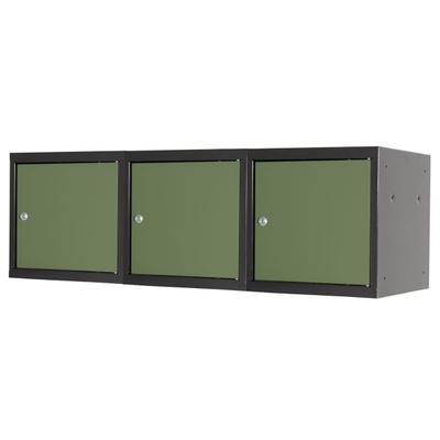 Proregal Mega Deal | 3x Schließfachwürfel Blocky mit Zylinderschloss + 2 Schlüssel | HxBxT 40x40x40cm | Anthrazit/Resedagrün
