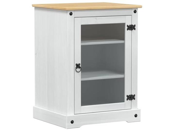 LMTYOENFG HiFi-Schrank Massivholz Kiefer Lowboard Weiß 60x50x82 cm Praktisches TV Möbel mit Glastür und Regalboden für Wohnzimmer und Home Office. Platzsparendes Design mit matter Optik.