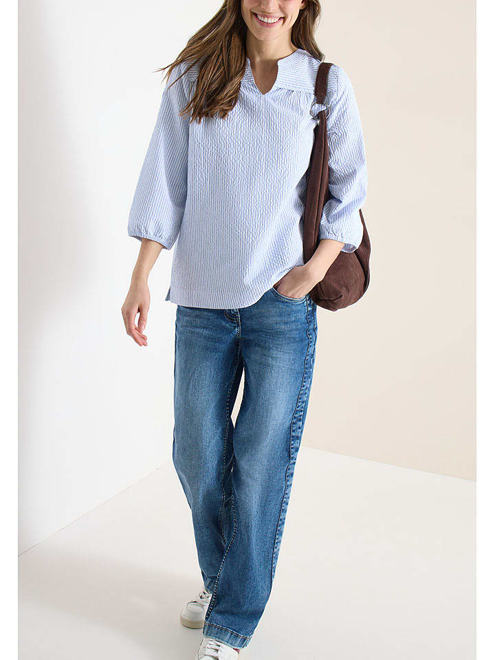 Cecil Bluse in Hellblau/ Weiß - L