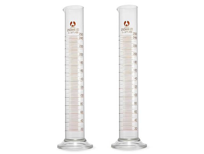 Messzylinder 2 Stück 250 ml Borosilikatglas, Transparent, Glas, Backen & Backzubehör, Messbecher