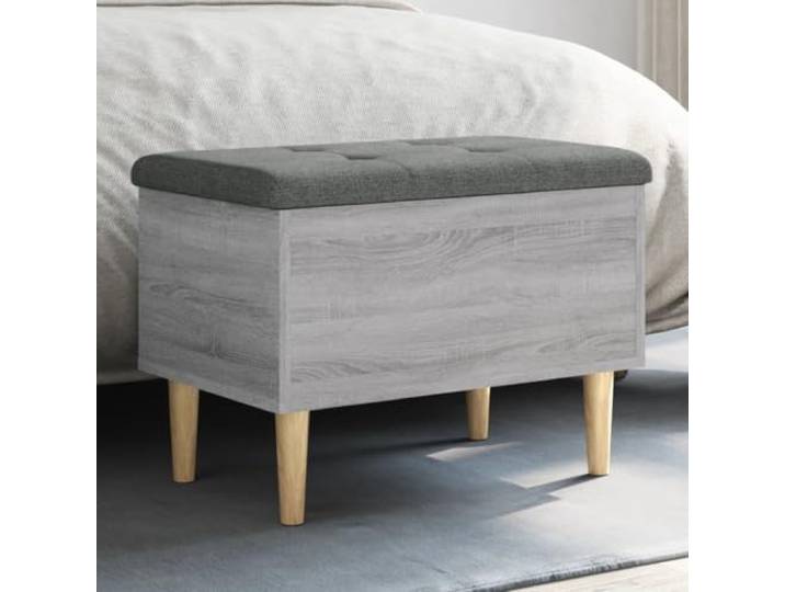 Sitzbank mit Stauraum Grau Sonoma 62x42x46 cm Holzwerkstoff mit Sitzkissen Stabiler Holzrahmen, dick gepolstertes Sitzkissen, offen haltbarer Deckel, Flur und Wohnzimmer, 110 kg Belastbarkeit