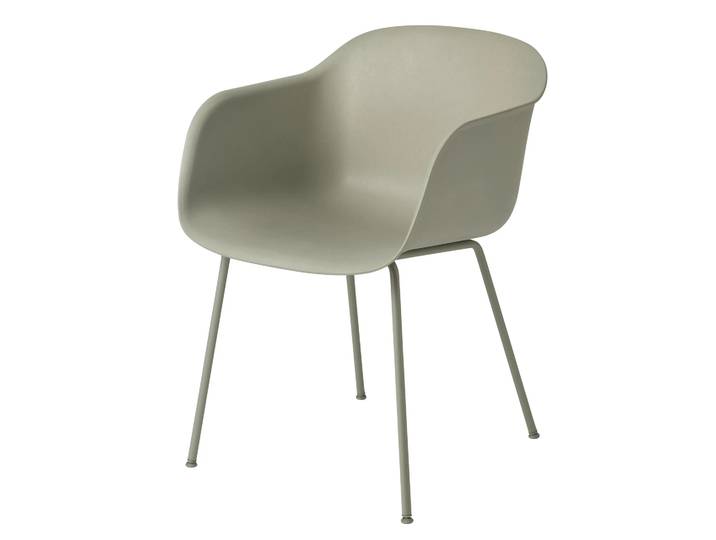 Muuto Chaise Fiber Chair avec accoudoirs Dusty green-Green (plastic)