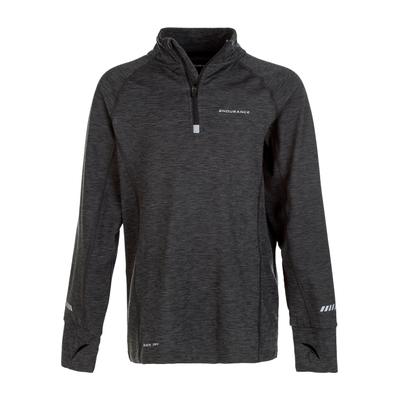 Funktionsshirt ENDURANCE "LYLE JR.", Jungen, Gr. 116, schwarz (schwarz, meliert), 88% Polyester, 12% Elasthan, meliert, normal, hoch geschlossener Ausschnitt, Shirts Funktionsshirt, mit innovativer Quick Dry-Technologie