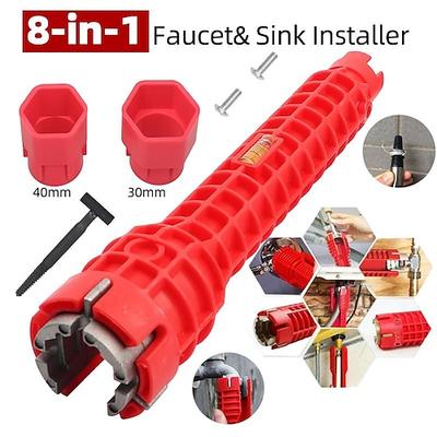 8-in-1-Spülbeckenschlüssel, Multifunktions-Reparaturwerkzeug für Wasserrohre, Wasserhahnschlüssel, rutschfester Installateur für Küchen- und Badezimmerhähne und Spülbecken, Schraubenschlüsselwerkzeug für die Reparatur von Rohrleitungen