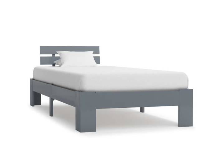 July Sale - BEST Cadre de lit Gris Bois de pin massif 100 x 200 cm(POIDS:19.2) 3232
