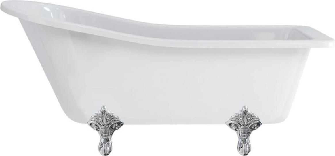 Casa Padrino Luxus Jugendstil Badewanne Weiß / Silber 169 x 73 x H. 77 cm - Freistehende Retro Acryl Badewanne - Retro Badezimmer Möbel