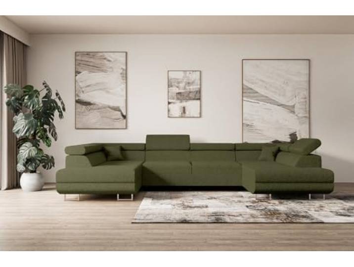 ALTDECOR Ecksofa mit Schlaffunktion U-Form GUSA-U 342x202x107 - Grün