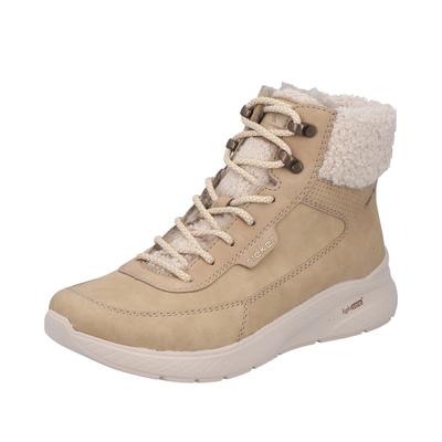 Winterboots RIEKER, Damen, Gr. 37, hellbeige, Lederimitat, Textil, Basic, Schuhe Winterboots, Winterstiefelette, Casual-Boots mit riekerTEX-Membran, vegan