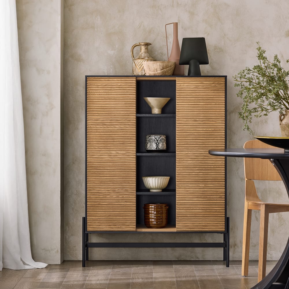 SoBuy Buffet avec 4 compartiments ouverts cardre en métal Noir 88x119x40cm