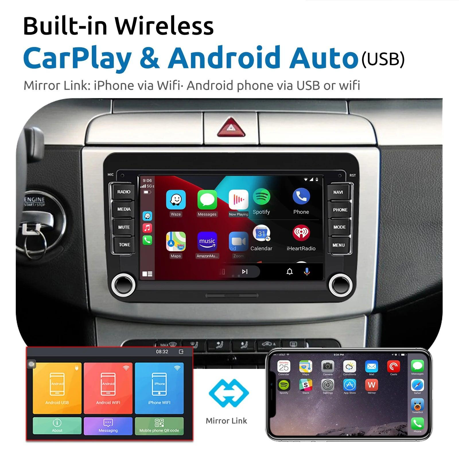 Selius Universele Multimedia Autoradio met Android, Draadloze CarPlay en GPS Navigatie