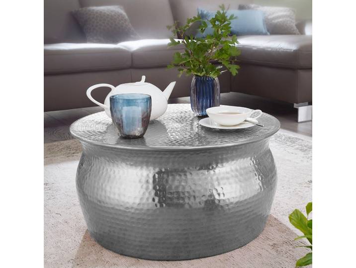 Couchtisch KARAM 60x30,5x60cm Aluminium Silber Beistelltisch