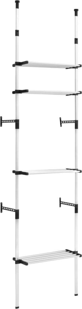 vidaXL Telescopische garderobe met planken, aluminium