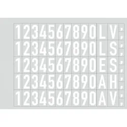 Aufkleber - Selbstklebende Folienziffern und -buchstaben, weiß, 25 mm SH, 70 Stück/Bogen