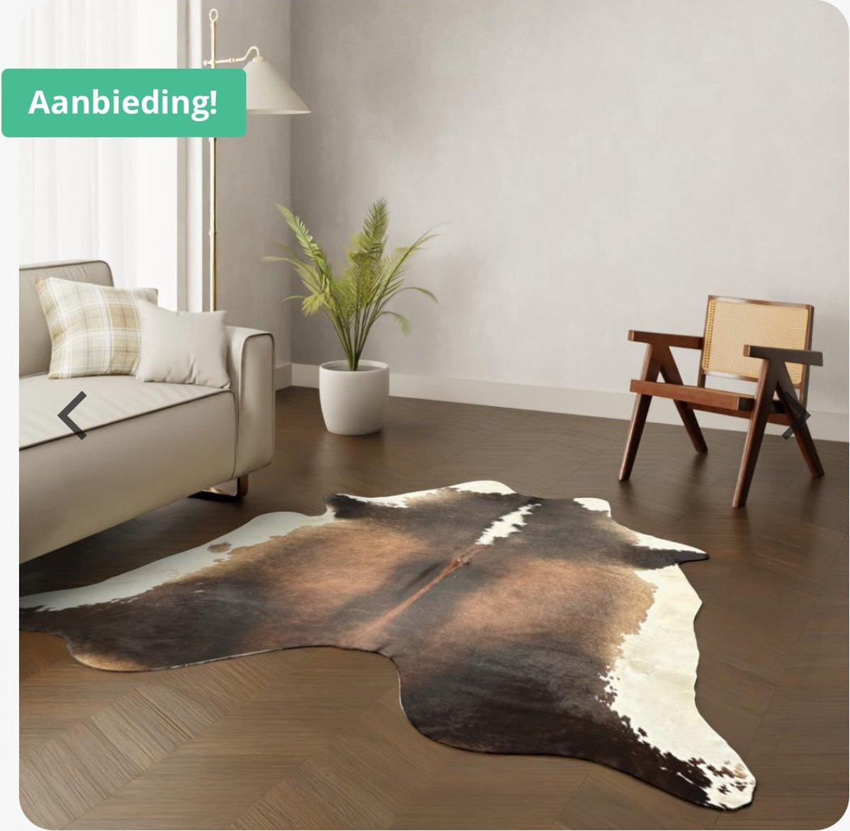XL Koeienhuid vloerkleed donkerbruin en wit
