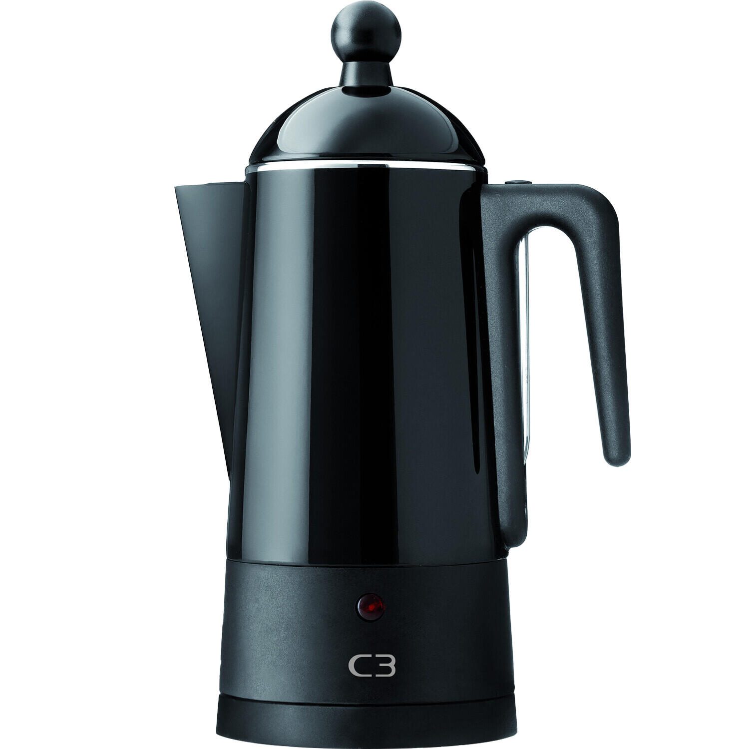 C3 Design Perkolator aus gebürstetem Edelstahl für 4 - 12 Tassen Kaffee - schwarz 30-30204