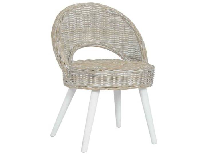 NLQMSU Sessel aus Rattan Kubu weiß mit Füßen aus Holz Sitzfläche und Rückenlehne aus Kubu-Rattan, stabile Holzfüße, Pflegeleicht mit feuchtem Tuch, belastbar bis 110 kg