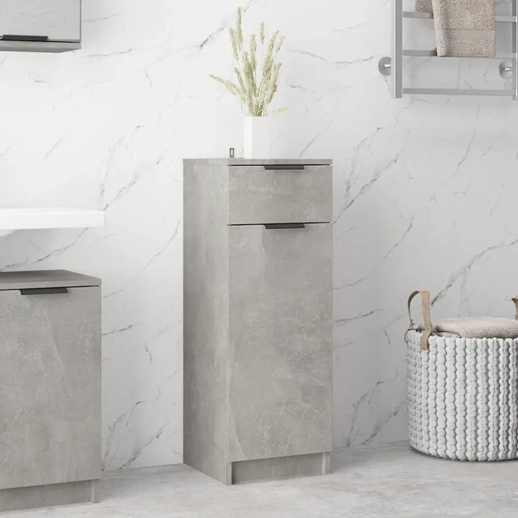 17 Stories Jihyun Freestanding Bathroom Cabinet and Bathroom Storage Furniture Set Concrete Grey 90cm H X 32cm W X 34cm D