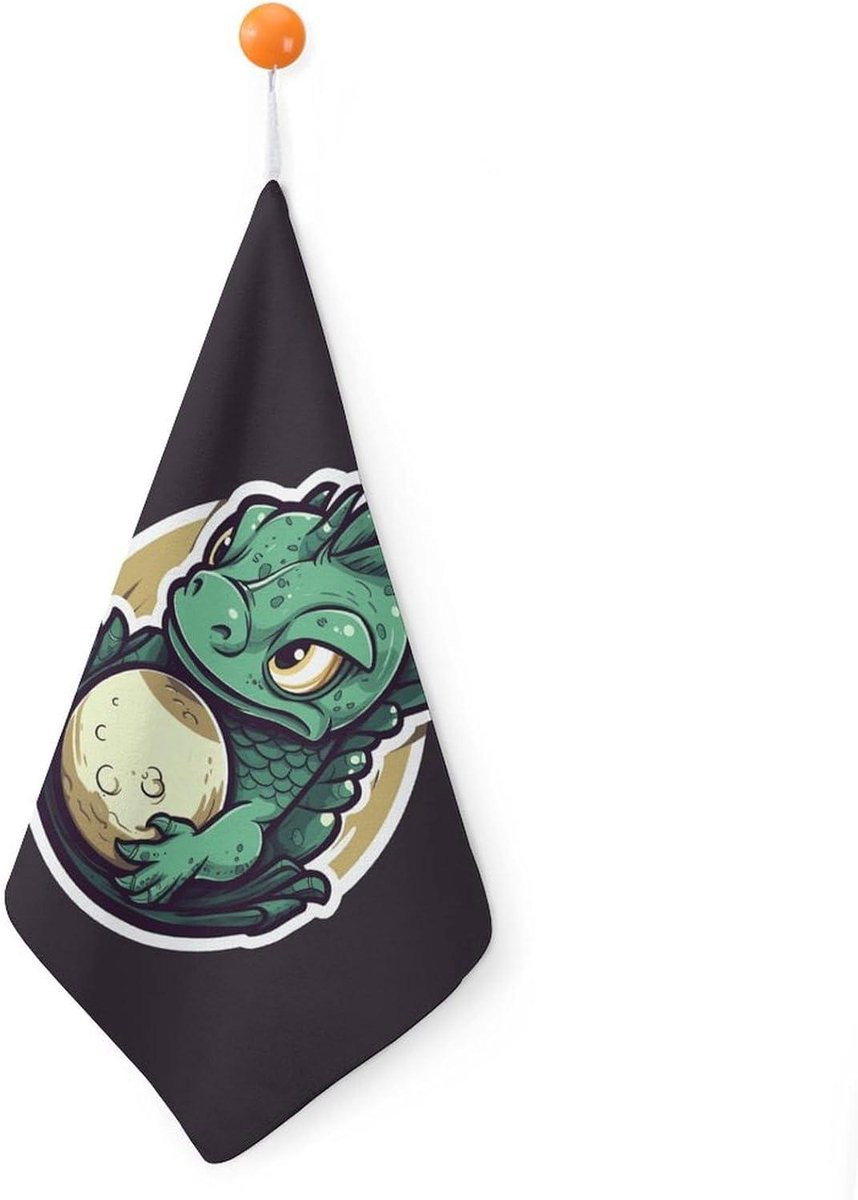 Keukenhanddoek Set Groen Draken Ei - Sneldrogend en Absorberend - 118 x 30 cm