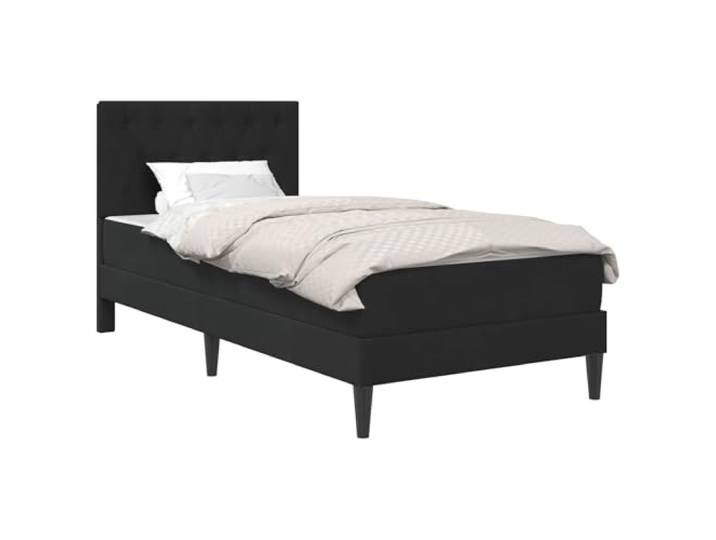 HBBMGYD Bettgestell mit Matratze, Velours, Schwarz, 80 x 200 cm, Kopfteil Schmutzabweisender Velours, Lattenrost, Unterbettaufbewahrung, stabile Kunststofffüße, moderner minimalistischer Stil