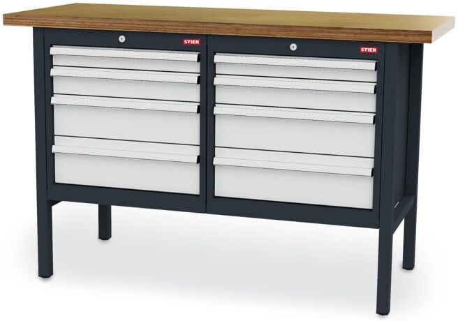 Etabli bureau STIER avec 8 tiroirs lxPxH 1 500x600x960 mm (902609)