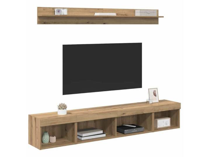 Promo 2026 Jeu de meuble TV mural avec LED 5 pcs banc TV meuble hifi vidaxl TABLE TV Chêne artisanal - M9382571