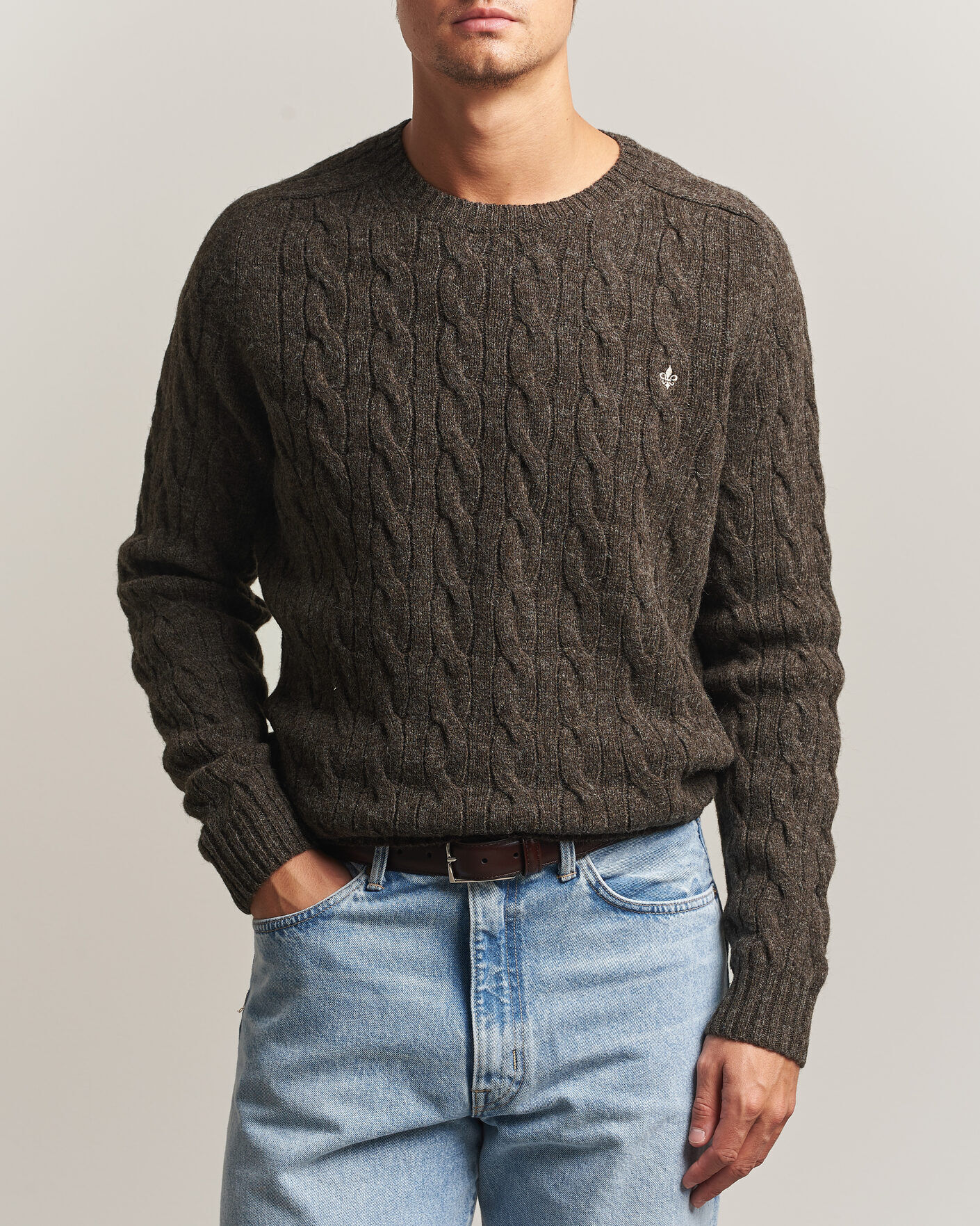 Morris Archard Cable Sweater Brown men S Brun