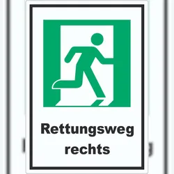 HB-Druck Rettungsweg rechts Aufkleber A4 (210x297mm)