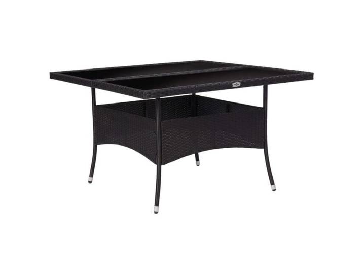 SALE 2024  Table à dîner d'extérieur Noir Résine tressée et verre 96 9 Kg