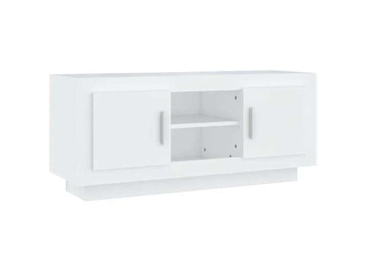 GHVBNMF TV-Schrank Weiß 102x35x45 cm Lowboard aus Holzwerkstoff Eleganter HiFi-Schrank mit offenen Fächern für Wohnzimmer und Schlafzimmer. Pflegeleichte glatte Oberfläche.