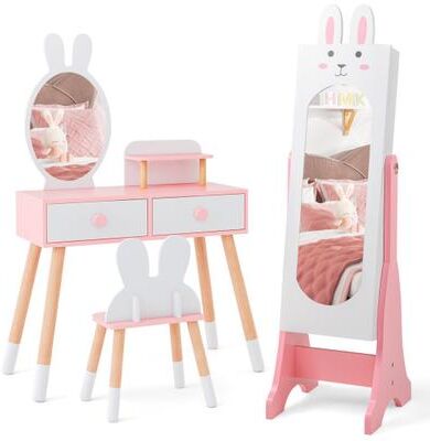 Costway Kids Room Furniture Set with Princess Vanity Table and Chair-White