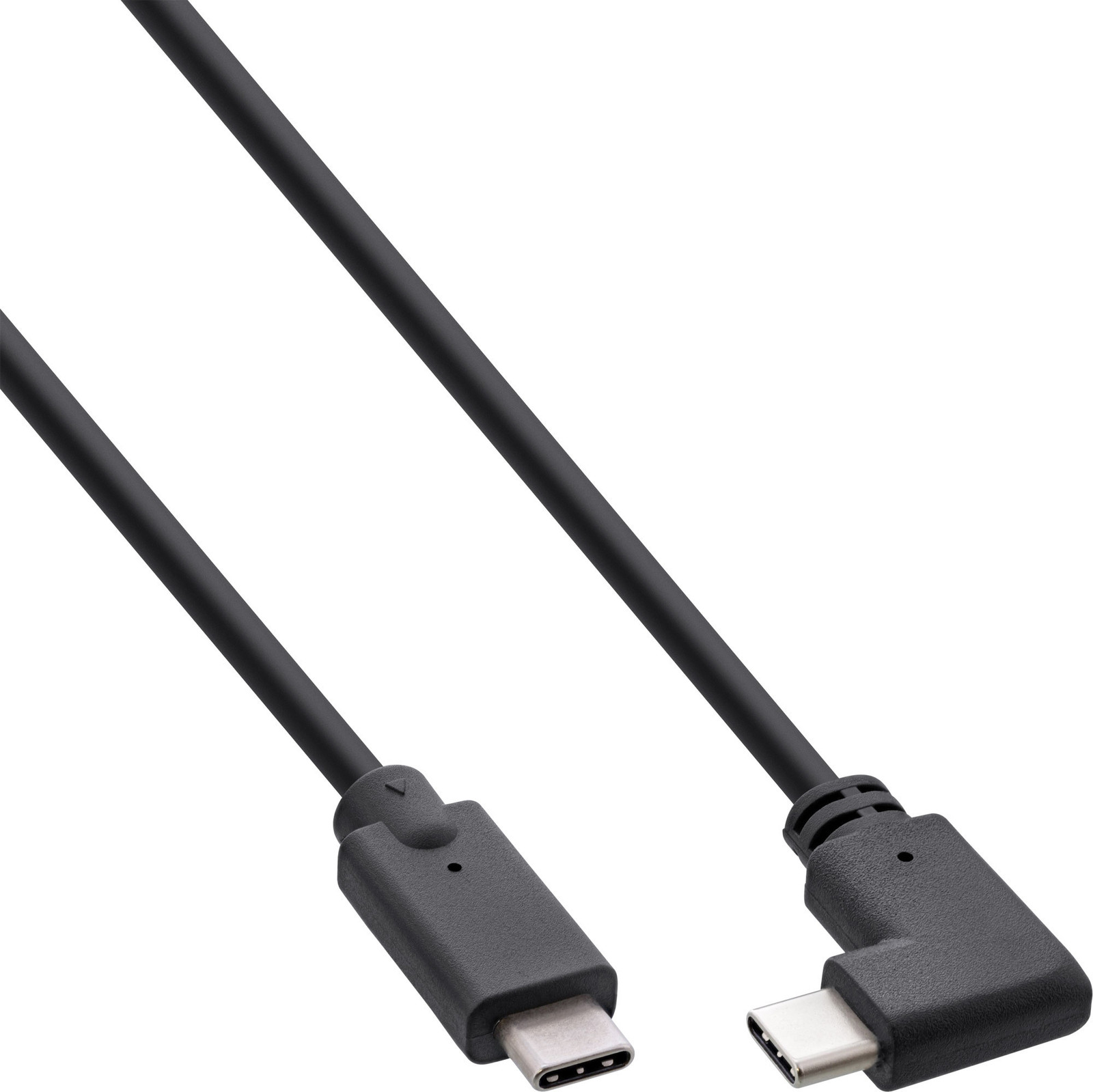 InLine USB 3.2 Gen.2 kabel met USB-C stekker/stekker, haaks, zwart, 0,5 meter