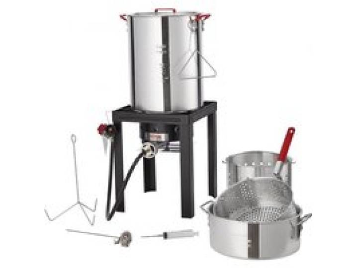 VEVOR Friteuse à Dinde, Cuiseur pour Dinde de 28 L et Poisson de 9,5 L, Marmite Extérieure en Aluminium pour Fruits de Mer, Marmite à Gaz Propane avec Brûleur de 54 000 BTU, Paniers Inclus Extérieur