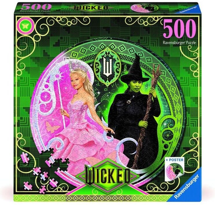 Ravensburger 500 Piece Circular Jigsaw Puzzle Wicked the Movie Elphaba Glinda Collectible, 52 cm, Jigsaw Puzzle for Adults and Kids